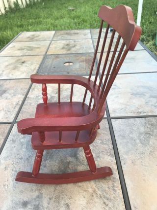 Vintage Cherry Wood Rocking Chair Small Size For Dolls Or Teddy Bears