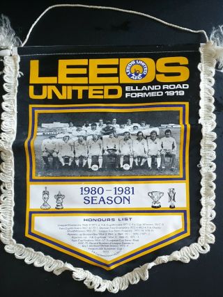 Vintage Leeds United 1980 - 81 Season Honours List Pennant Rare Black Version