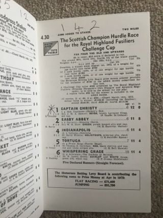 V Rare Scottish Grand National Race Card From 1973 3
