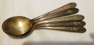 5 Antique Vintage Collectible Spoons 7 " Wm Rogers Extra Silver Plate