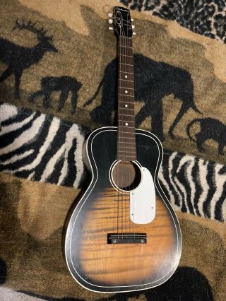 Vintage 60s Silvertone Parlor Acoustic Guitar Sunburst Usa Model:unk