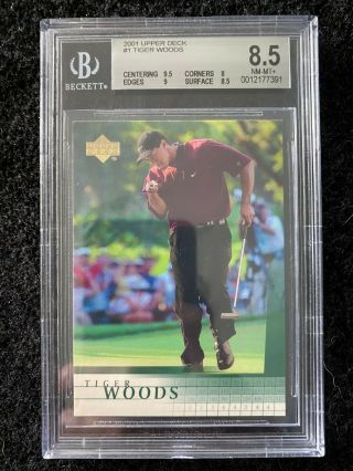 2001 Upper Deck Golf Tiger Woods Rookie Rc 1 Bgs 8.  5 Rare