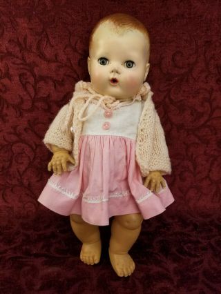 Vintage American Character Tiny Tears 12 Inch Doll In Possible Dress