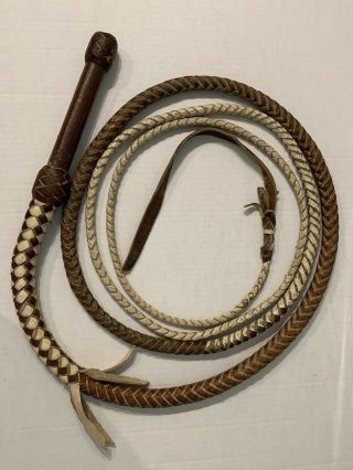 Vintage Braided Bucheimer Leather Bull Whip Rare 12 Ft Long Guc