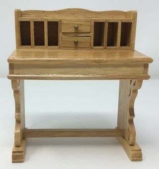 Vintage Dollhouse Miniature Light Wood Secretary Desk Furniture