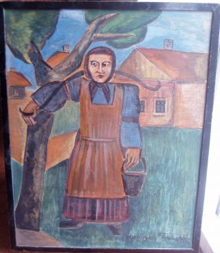 Rare Russian Painting On Wood Framed C 1913 Size: 47 X 37 Cm