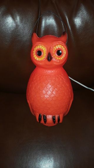 Vintage Halloween Lighted Owl Blow Mold Union Products Inc No.  01453 (rare)