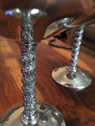 Set Of (2) Vintage Silver Plate Goblets By Roma Made In Madrid Spain 2