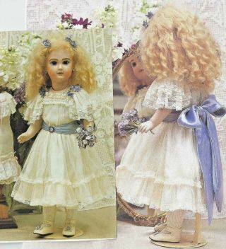 18 " Antique French Jumeau Doll@1890 Lace Trim Yoke Dress Sash Underwear Pattern