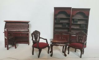 Dollhouse Miniature 1:12 Vintage Library Office Furniture Set