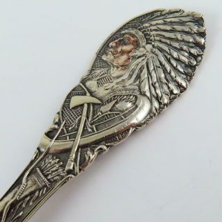 ANTIQUE DETROIT HARBOR NATIVE AMERICAN INDIAN SHEPARD STERLING SILVER SPOON 2