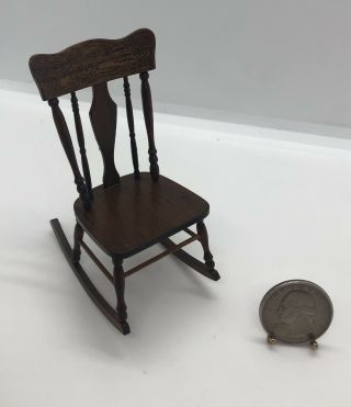 Miniature Dollhouse R.  L.  Carlisle Wooden Pressed Back Rocking Chair