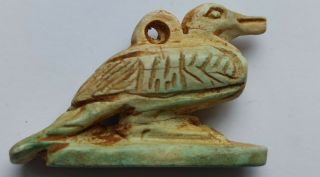 Very Rare Roman Era Egyptian Colored Glazed Amulet Pendant With A Bird 300 - 400ad