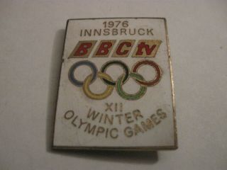 Rare Old 1976 Bbc Tv Winter Olympic Games Enamel Brooch Pin Badge Minor Damage