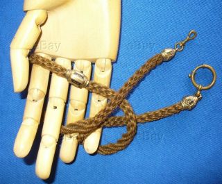 Antique Victorian Mourning Watch Chain Braided Hair Fob Pocket Woven Edwardian 4