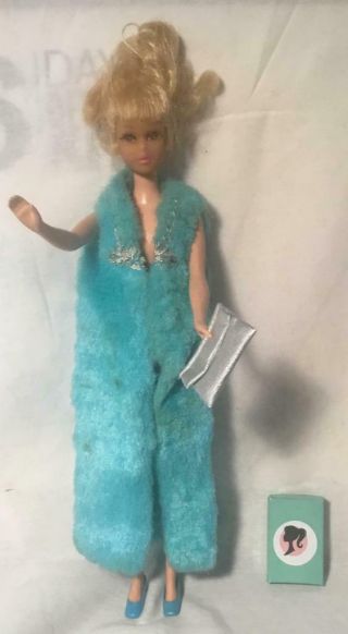 Vintage 1971 Barbie Doll Francie Twilight Twinkle 3459 Fur Maxi Vest