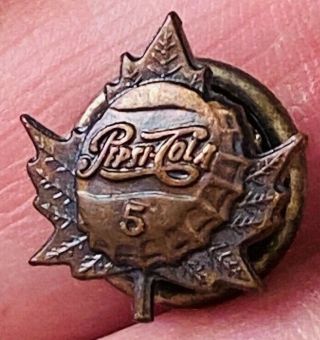 Rare Vintage Pepsi - Cola Canadian Maple Leaf 5 Years Employee Service Award Pin