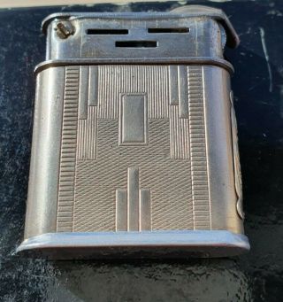 Rare & Unique Solid Silver Sleeve French Petrol Flint Cigarette Lighter