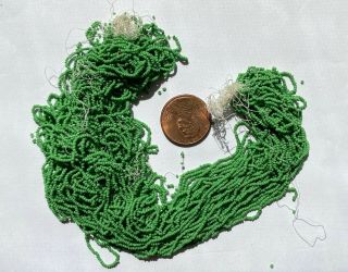 Rare Antique Micro Seed Beads - 18/0 Opaque Spring Grass Green - 23 Gram Hank