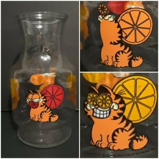 Vtg Antique 1978 Garfield Juice Pitcher Carafe Decanter Usa 70 