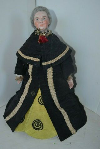 Vintage Handmade Porcelain Doll Old Women Made Out Of A Lamp Shade