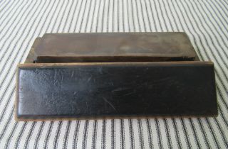 Antique Sharpening Stone Soapstone Primitive Poplar Wood Case,  Fine Grit