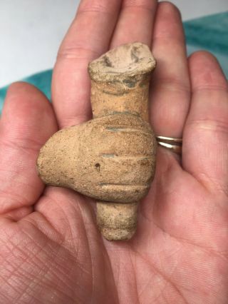 Pre - Columbian Hand Fragment Terracotta Phallus Fertility Effigy Aztec Mayan