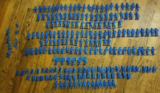 206 Vtg Blue Plastic Revolutionary War Army Men Mpc Toy Soldiers Play Set Rare