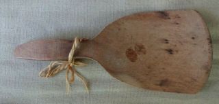 Antique Primitive Hand Made Curved Wood Butter Paddle 8 7/8 "