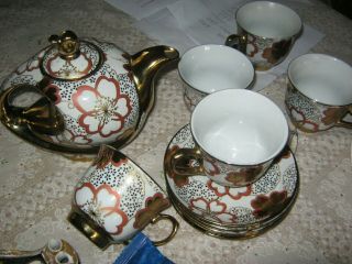 Extremely Rare Abu Badar Art Deco Teapot And 5 Cups And Saucers.  Circa 1930 