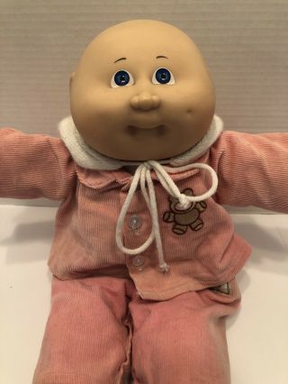 Vintage 1983 Cabbage Patch Kids Boy Doll: Clothed,  Bald Head,  Blue Eyes