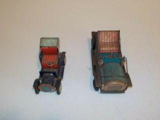 2 Vintage Tin Litho Friction Antique Toy Car Metal Made In Japan Poor