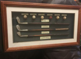 Vintage History Of Golf Collectible Shadow Box Wood Framed Hanging Display Case