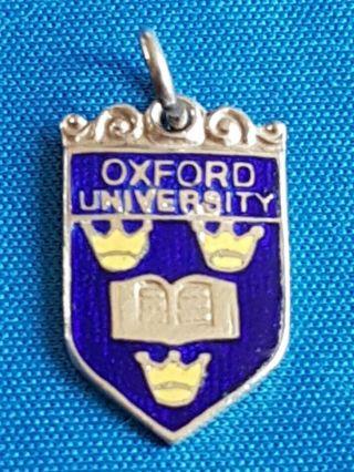 Oxford University Charm Rare Silver Travel Shield Enamel Charm