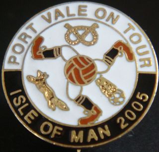 Rare Port Vale On Tour Isle Of Man 2005 Badge Brooch Pin In Gilt 23mm Dia
