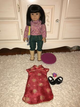 American Girl Doll Ivy Ling 18” Doll Rare And Retired Plus Years Ivy Outfit