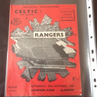 1966 Scottish League Cup Final Celtic V Rangers Very Rare