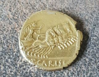 Monnaie Romaine Denier Or Fourré Titus Carisius Rare.