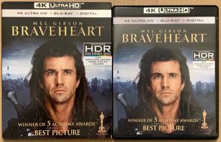 Braveheart 4k Ultra Hd Blu Ray 3 Disc Set,  Rare Oop Slipcover Sleeve Buy It Now