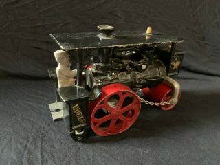 Rare Vintage Cast Aluminum Huber Steam Traction Engine Tractor With Driver