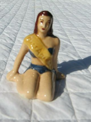 Rare Small Vtg Ceramic Pin Up Miss America Antique Salt Or Pepper Figurine