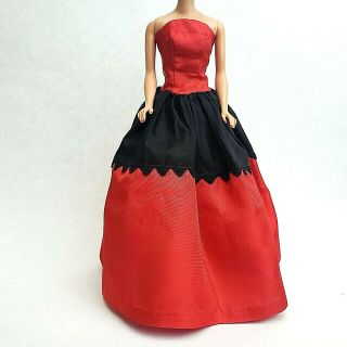 Vintage Barbie Clone Ball Gown Red & Black Formal Dress Taffeta