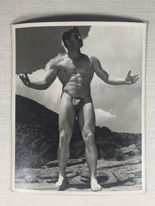 Muscular Male Nude Outdoors,  Physique Posing Strap Era Western Photography Guild