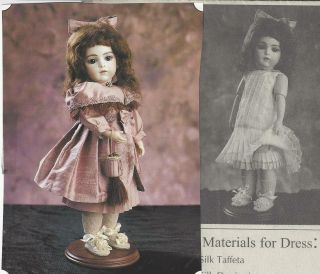 15 " Antique French Bru Doll Dress Cape - Sleeves Low - Waist Underwear Pattern German