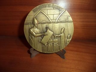 Portuguese King D.  Henrique - The Cardinal - King - Antique Bronze Medal 2
