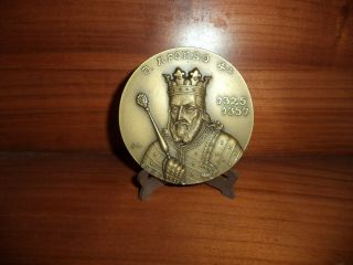 Portuguese King D.  Afonso Iv - The Brave - Antique Bronze Medal