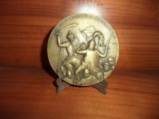 Portuguese King D.  Afonso IV - The Brave - Antique Bronze Medal 2