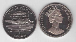 Isle Of Man Rare 1 Crown Proof Coin 1995 Year Km 439.  1 Bmw 1st Focke - Wulf Fw - 190