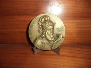 Portuguese King D.  Afonso Iii - The Boulonnais - Antique Bronze Medal