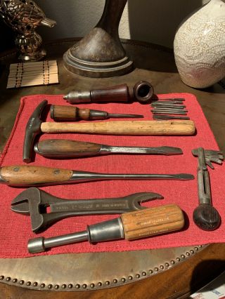 Antique Wooden Handle Tools Millers Falls Tobrin G W Mount Billings & Spencer